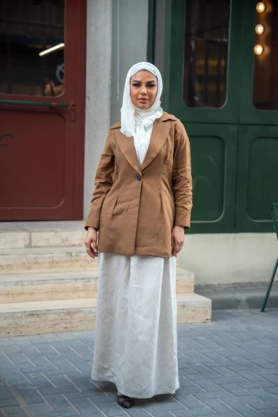Blazer and skirt set linen, C:J1028
