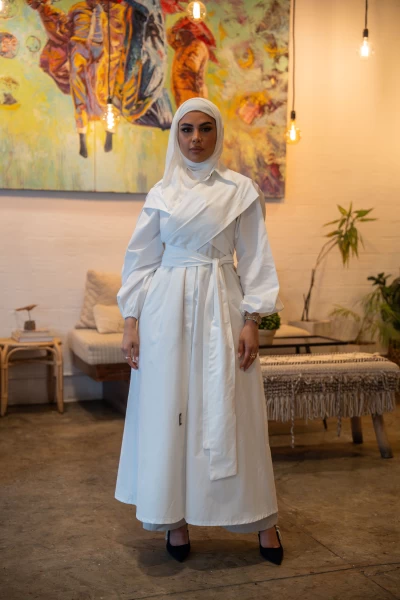 Zara cotton abaya, C:J1027 White